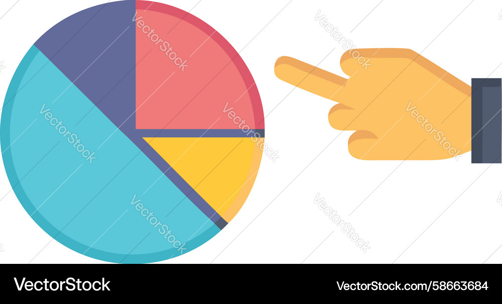 Hand interacting with pie chart data selection Vector Image