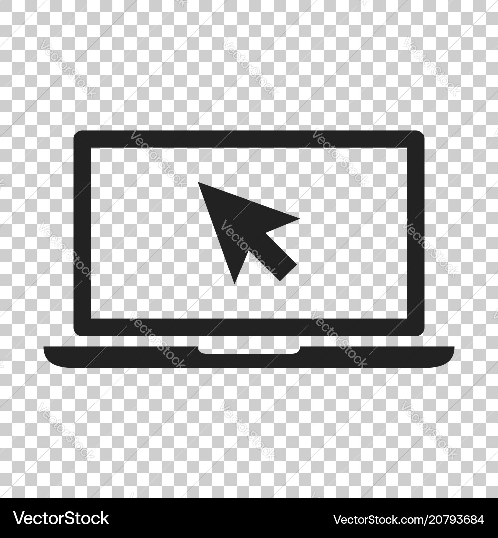 Laptop notebook with mouse cursor icon in flat vector image