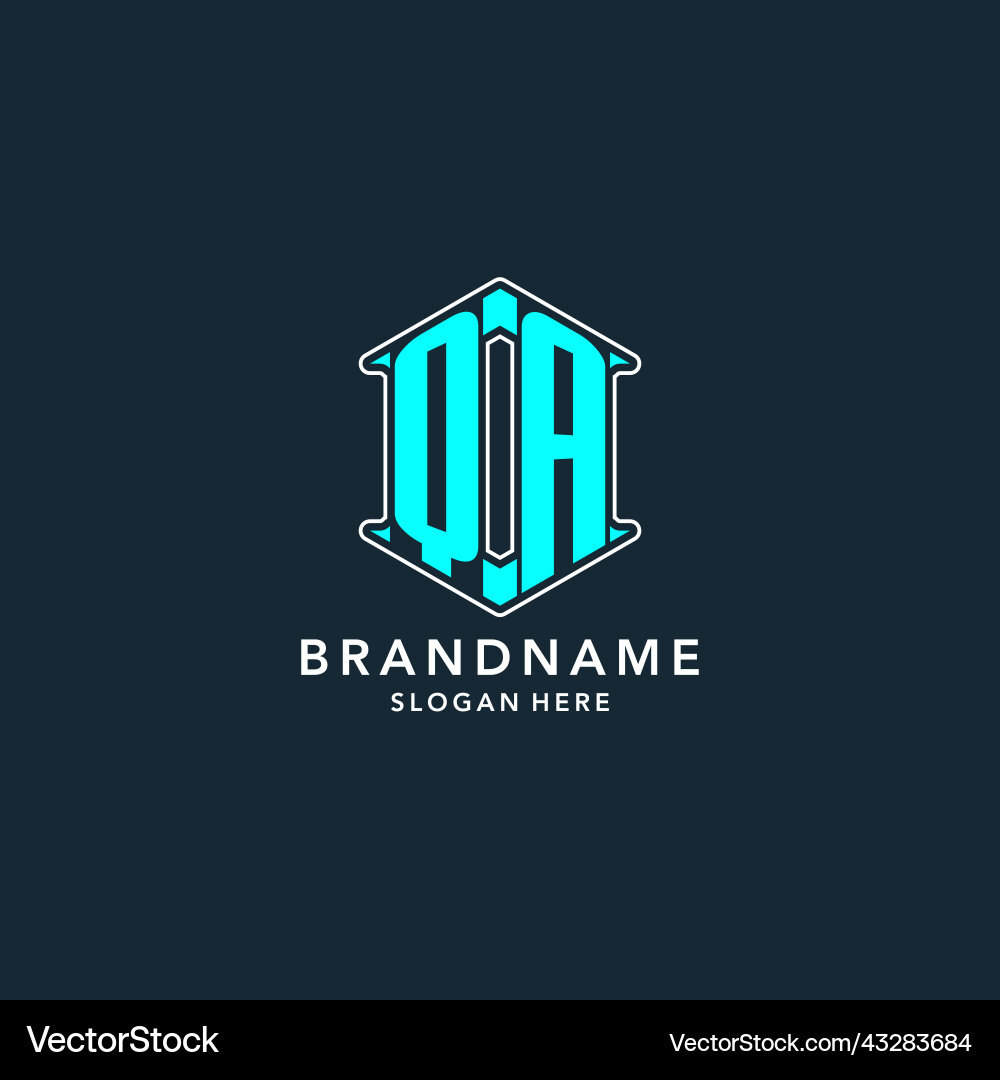 Letter qa logo with hexagon shape geometric style Vector Image