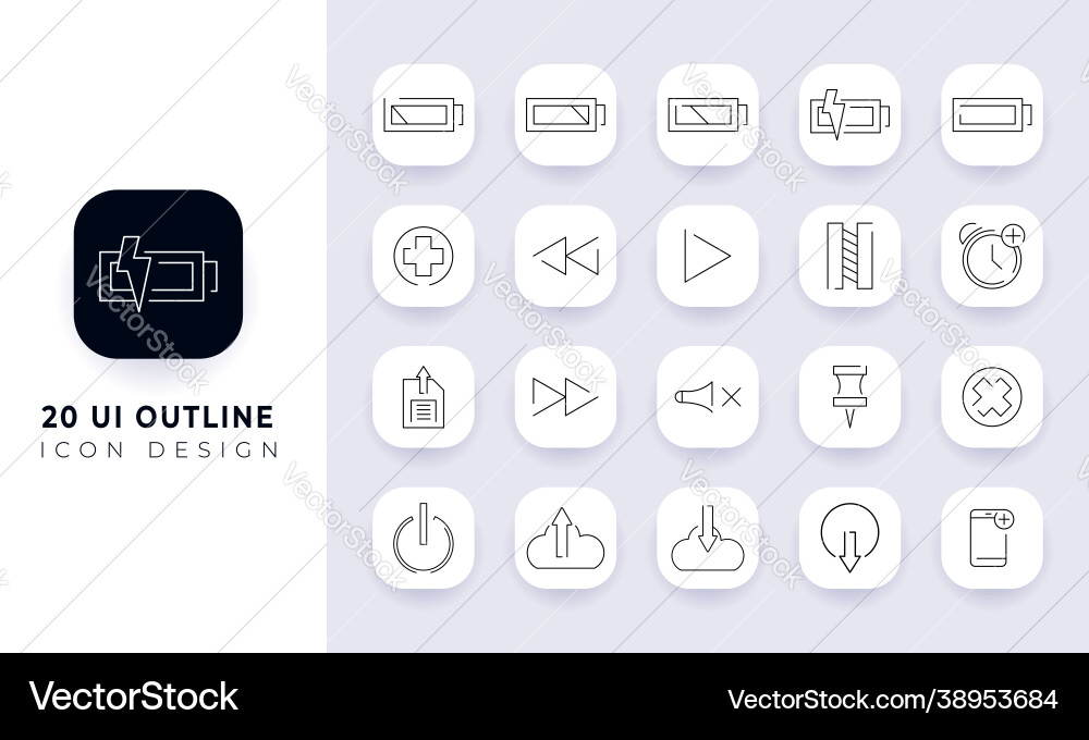 Line art incomplete ui outline icon pack Vector Image