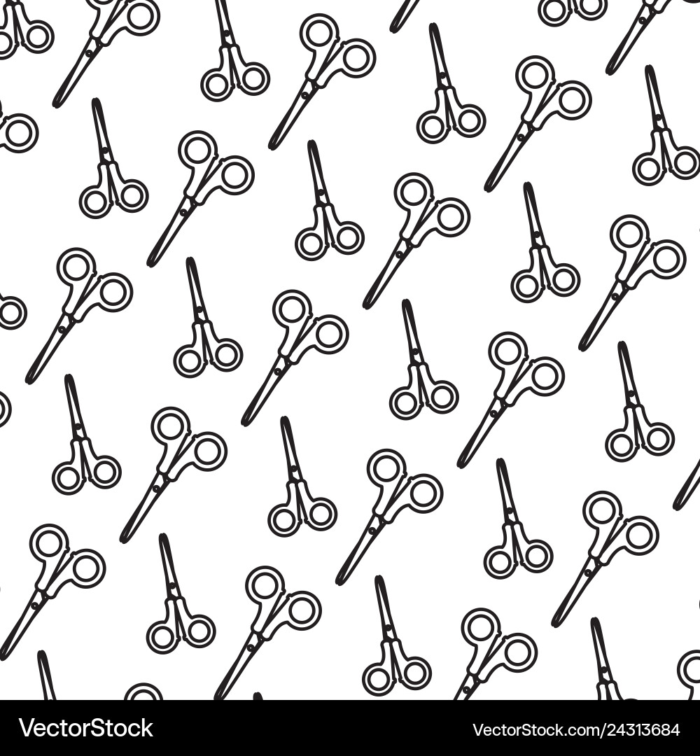 Line artistic scissors school utensils background Vector Image