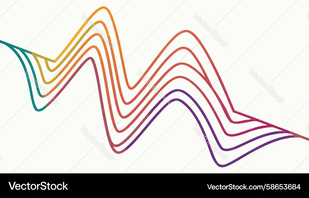 Multicolored gradient wavy lines abstract dynamic Vector Image