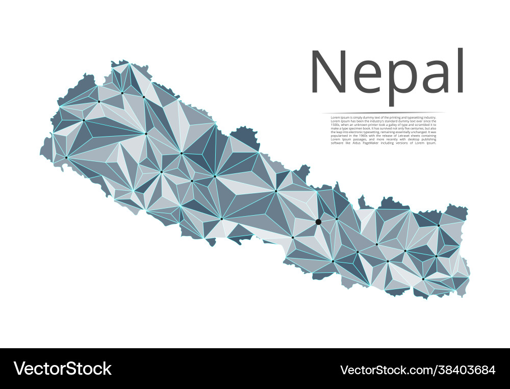 Nepal communication network map low poly image vector image