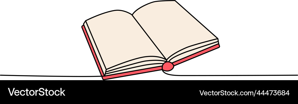 Open book one line colored continuous drawing Vector Image