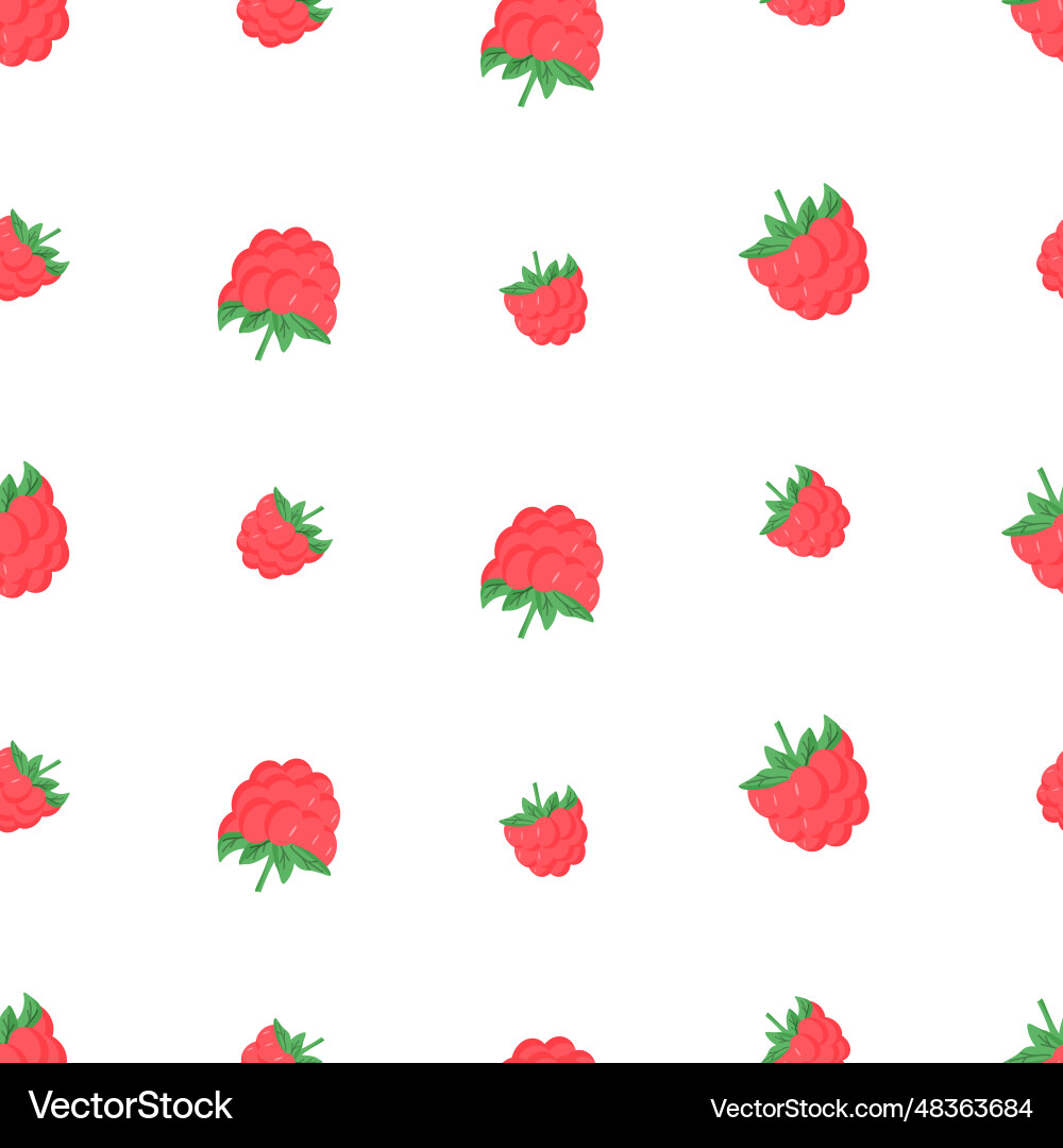 Seamless pattern of raspberry berries summer Vector Image