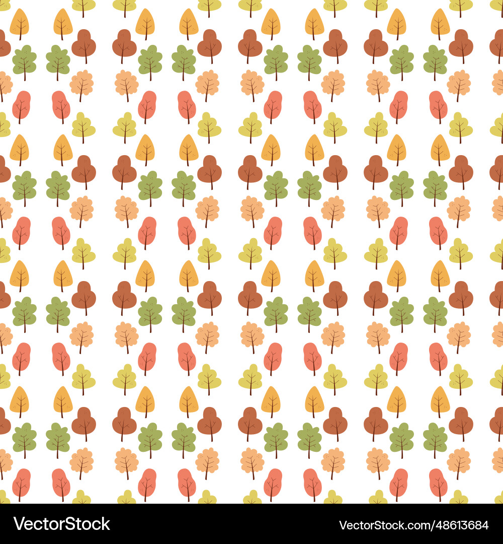 Seamless pattern with autumn trees color flat Seamless pattern with autumn trees color flat vector image