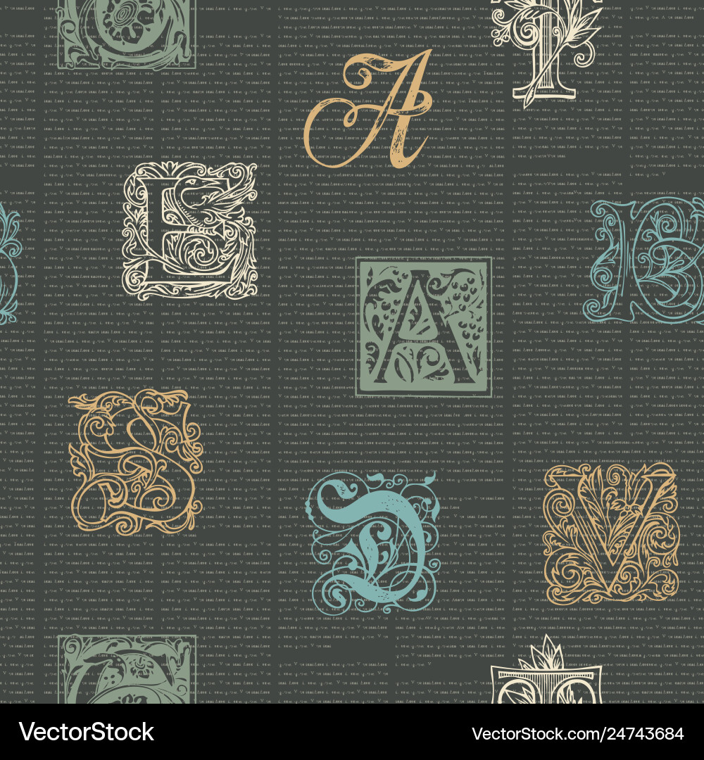 Seamless pattern with capital and initial letters Seamless pattern with capital and initial letters vector image
