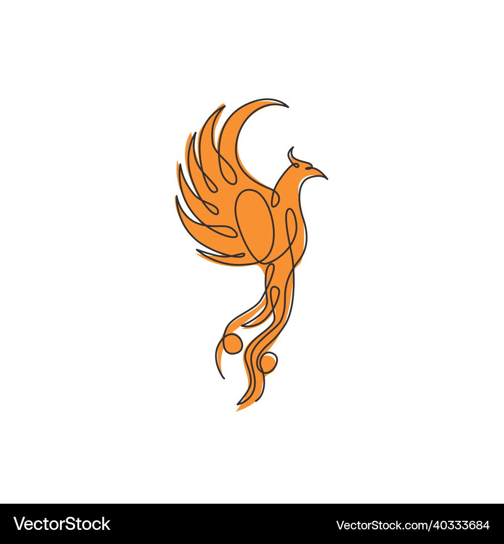 Single continuous line drawing of flame phoenix Single continuous line drawing of flame phoenix vector image