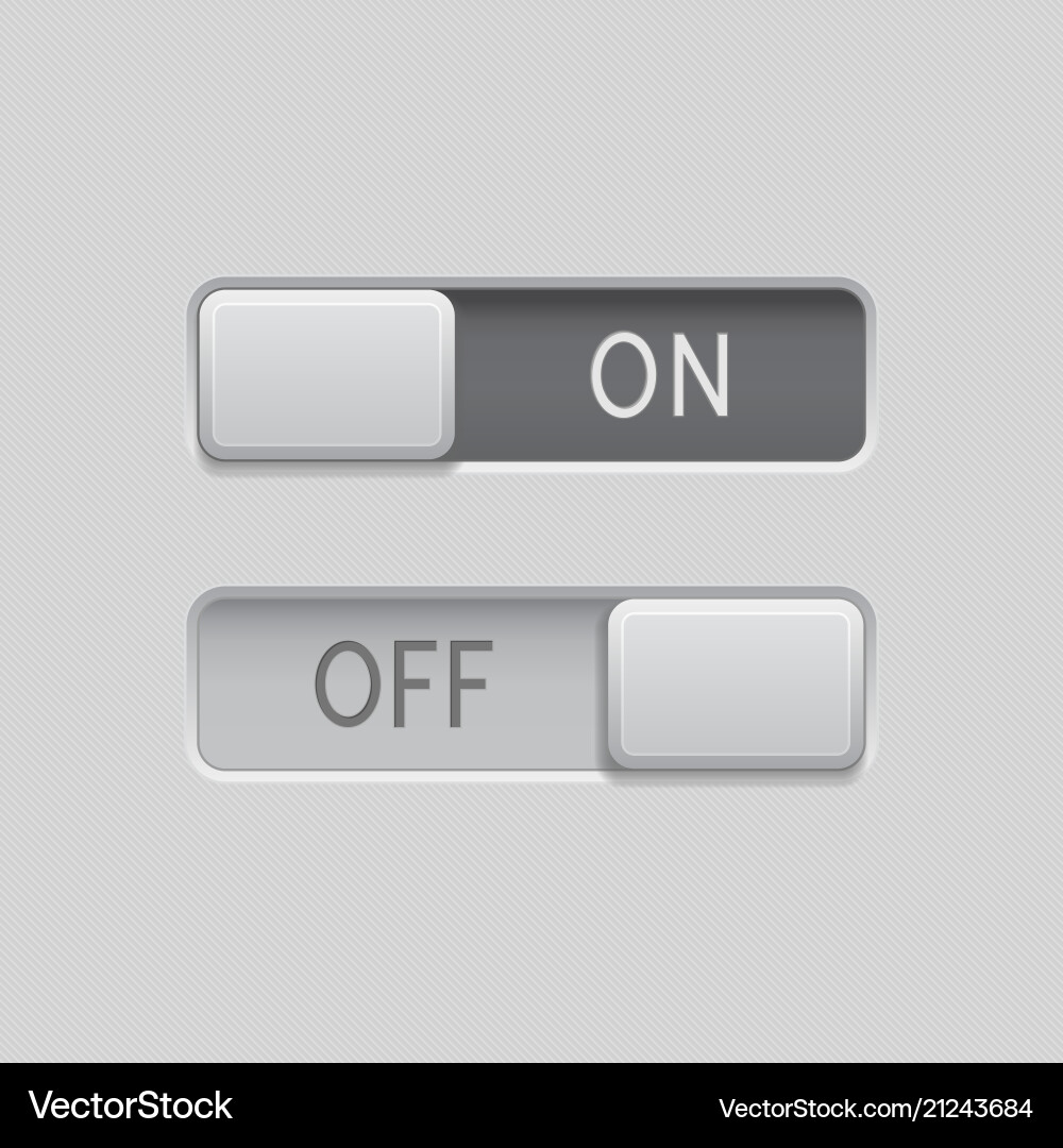 Toggle switch buttons on and off 3d rectangle vector image