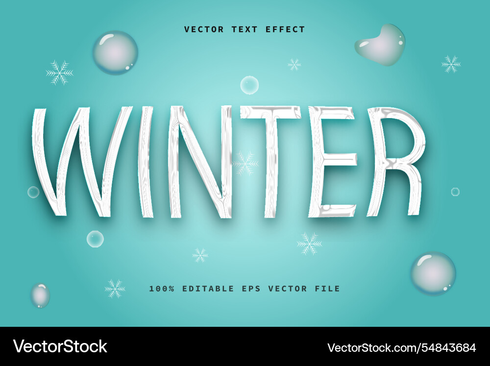 Winter 3d text effect with gold bubble textured Winter 3d text effect with gold bubble textured vector image