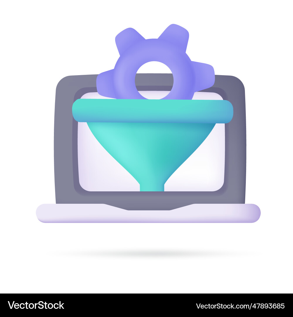 3d gears in a computer monitor online web site 3d gears in a computer monitor online web site Vector Image