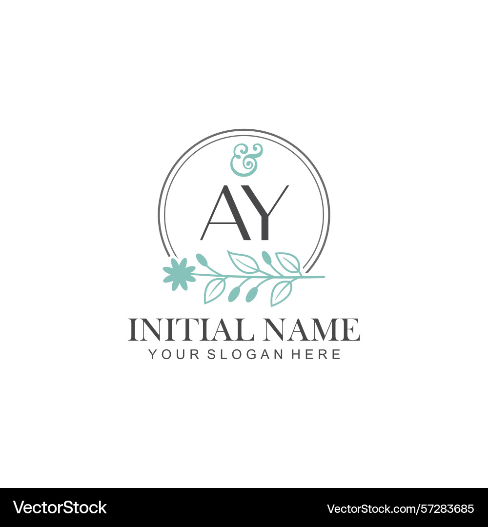 Ay initial logo templates with botanical elements Ay initial logo templates with botanical elements vector image