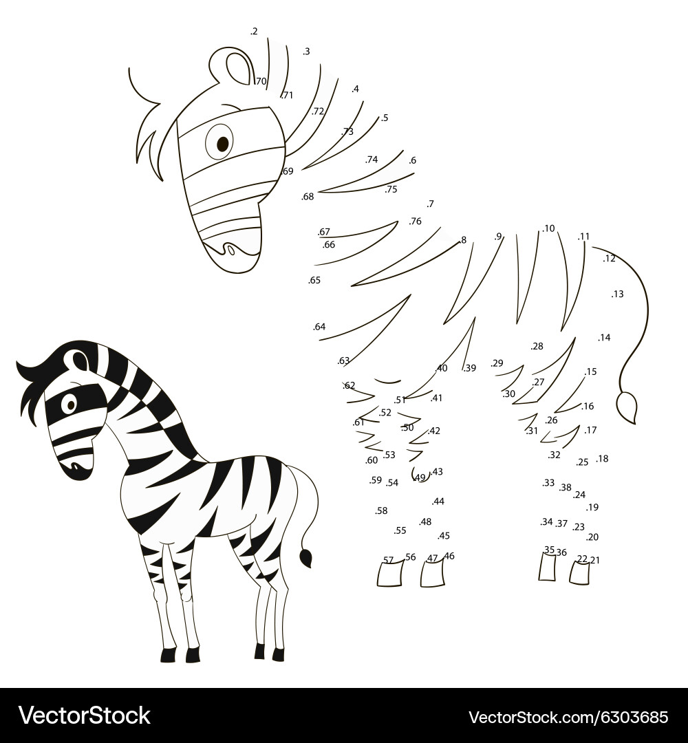 Connect the dots game zebra vector image