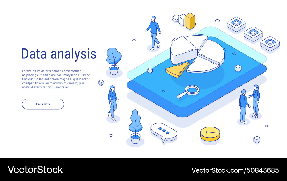 Data analysis outline isometric concept graph Vector Image