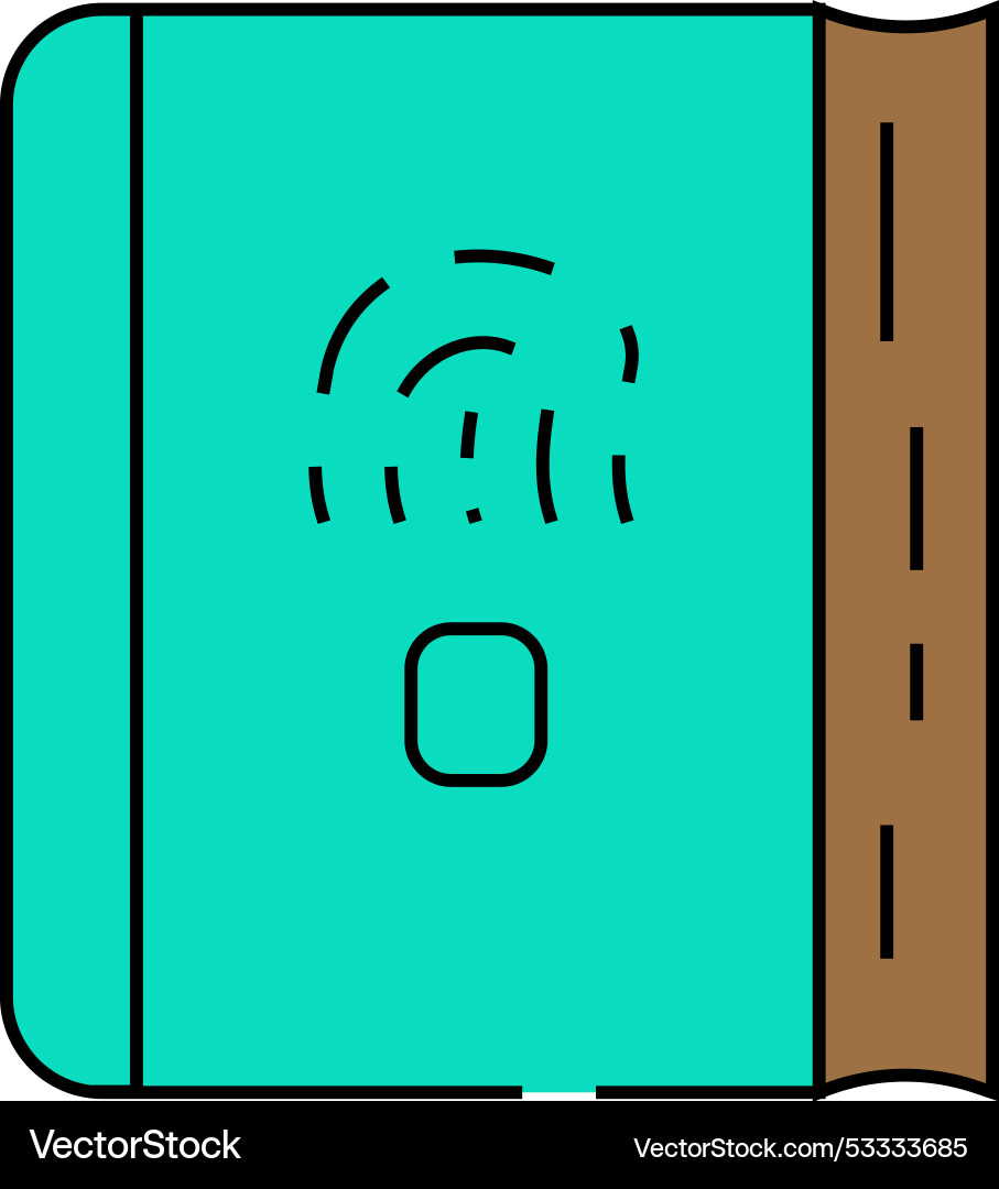 Diary with fingerprint scanner icon color Diary with fingerprint scanner icon color vector image