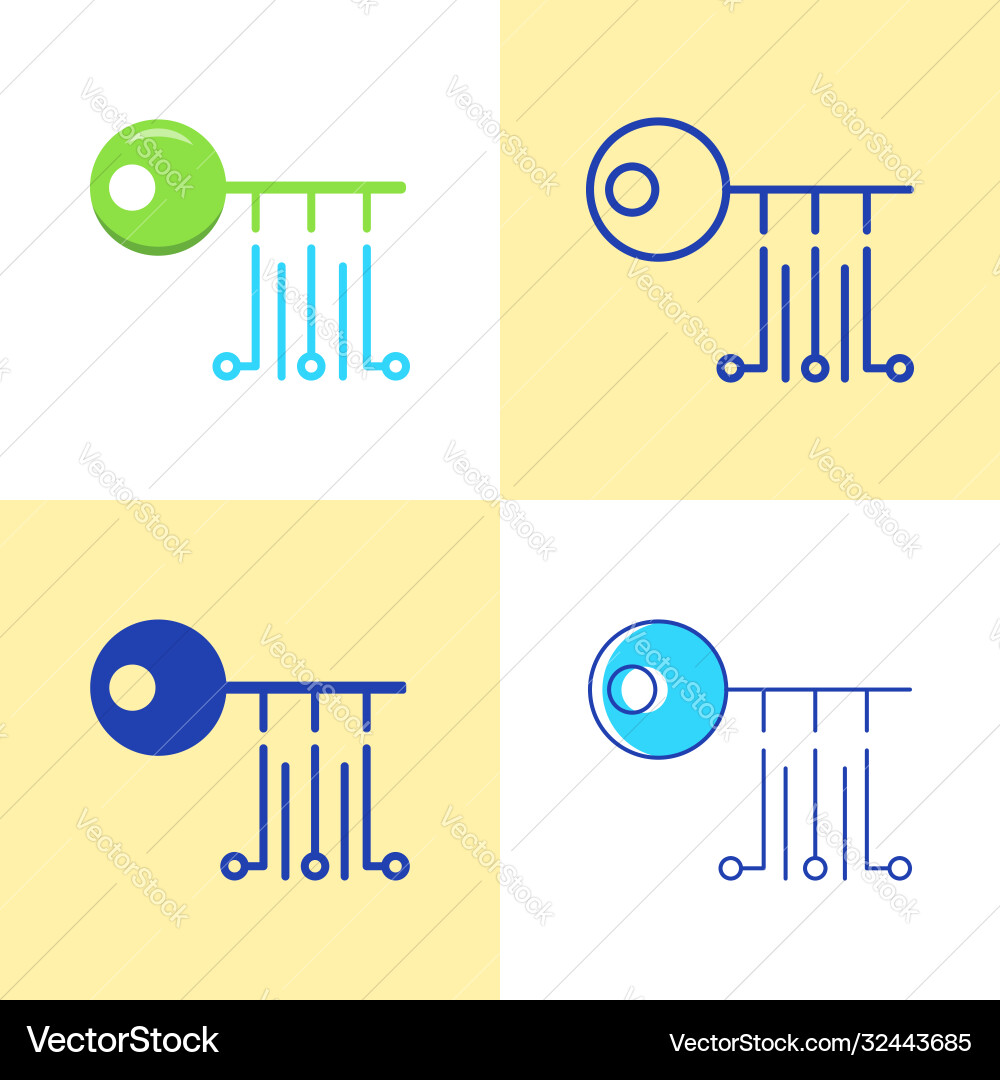 Digital key icon set in flat and line style Digital key icon set in flat and line style vector image