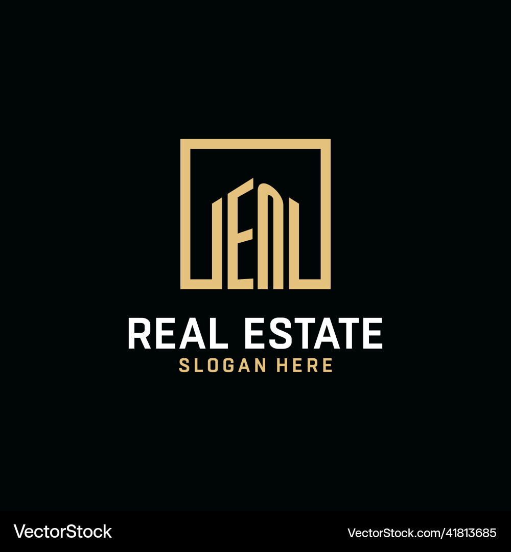 En initial monogram logo design with square shape Vector Image