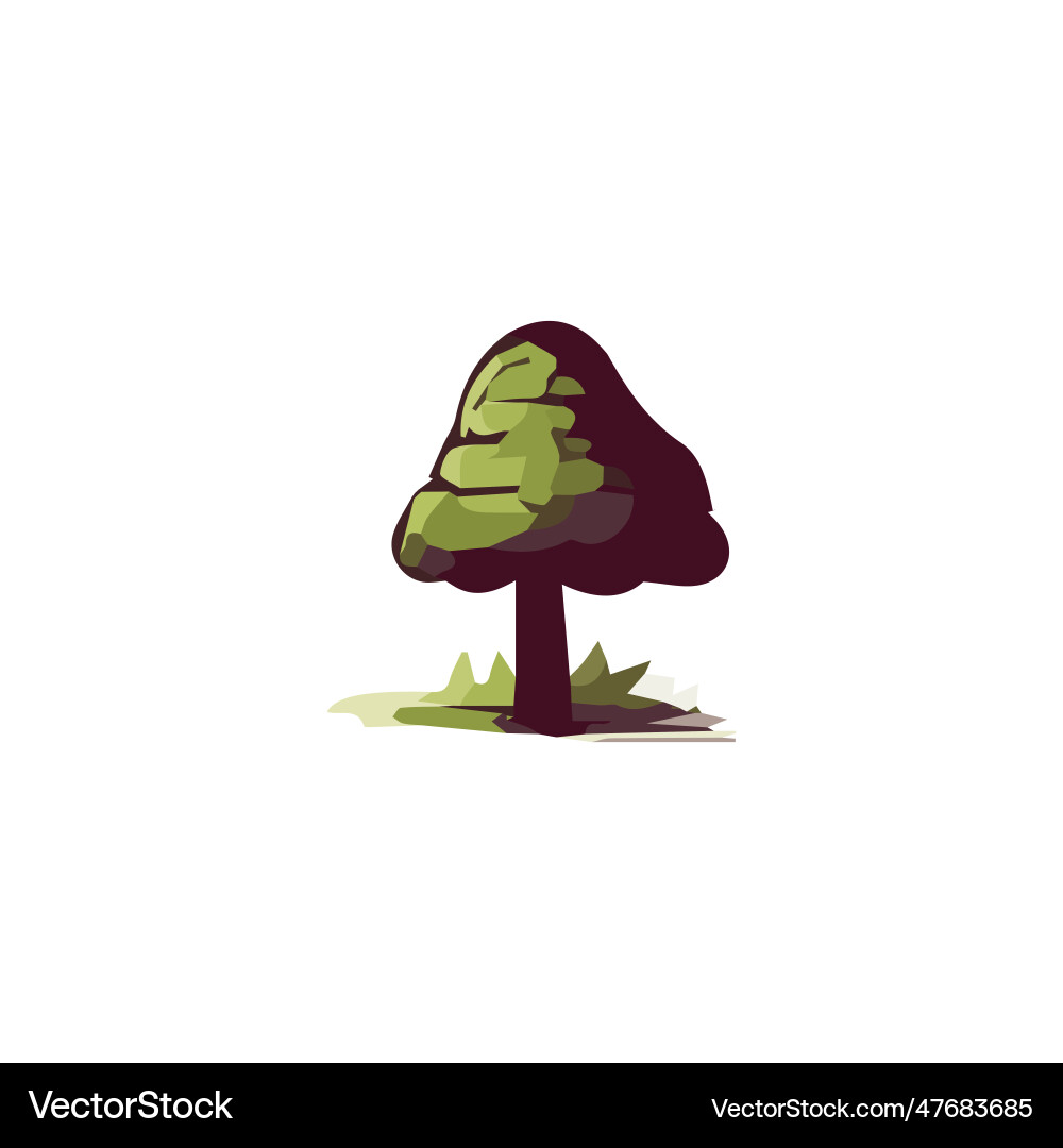 Flat minimal tree and bush simple abstract Flat minimal tree and bush simple abstract Vector Image