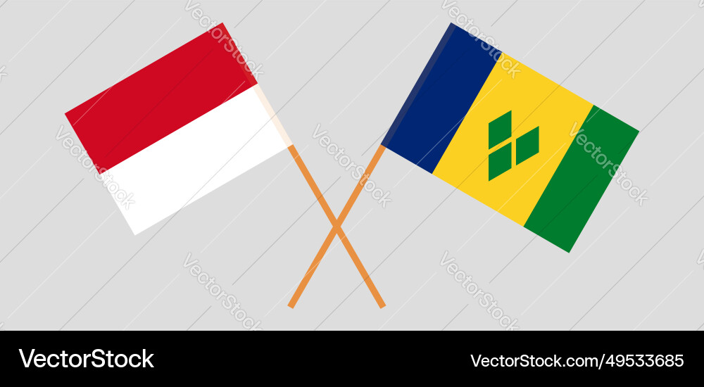 Gekreuzte Flaggen von Monaco und Heiliger Vincent Gekreuzte Flaggen von Monaco und Heiliger Vincent vektorbild