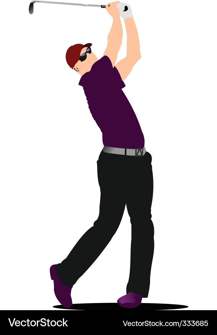 Golfer in Action Vector Image