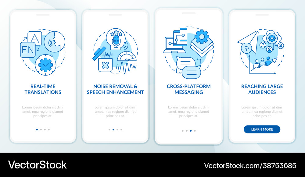 Im advanced feature blue onboarding mobile app Im advanced feature blue onboarding mobile app vector image
