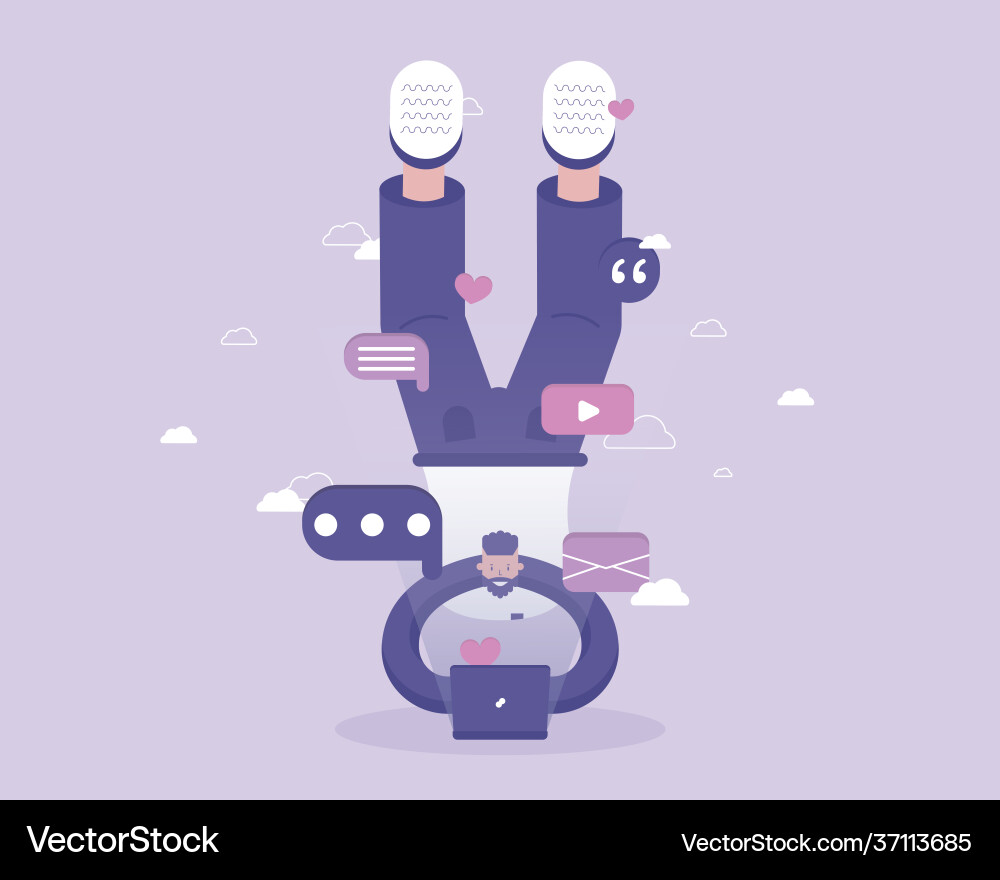 Man Working From Home on Computer vector image