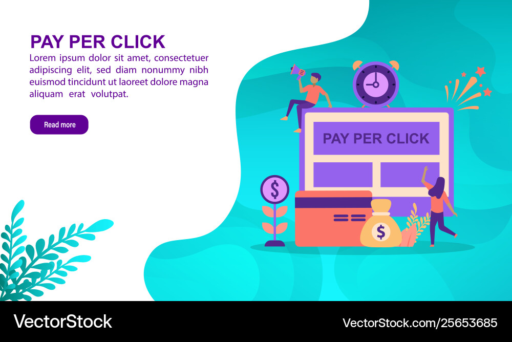 Pay per click concept with character template Pay per click concept with character template Vector Image