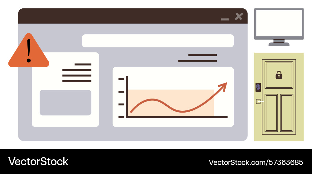Security alert with data analytics dashboard Security alert with data analytics dashboard vector image