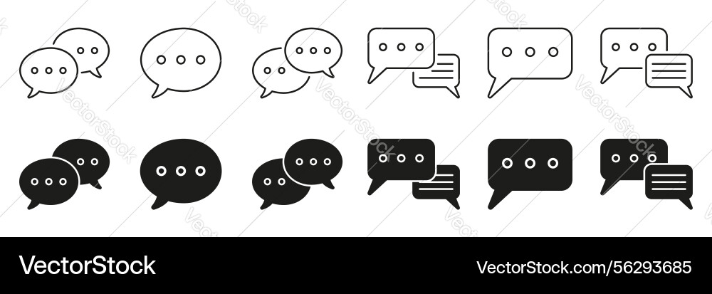 Speech bubble communication line and solid icon Speech bubble communication line and solid icon vector image