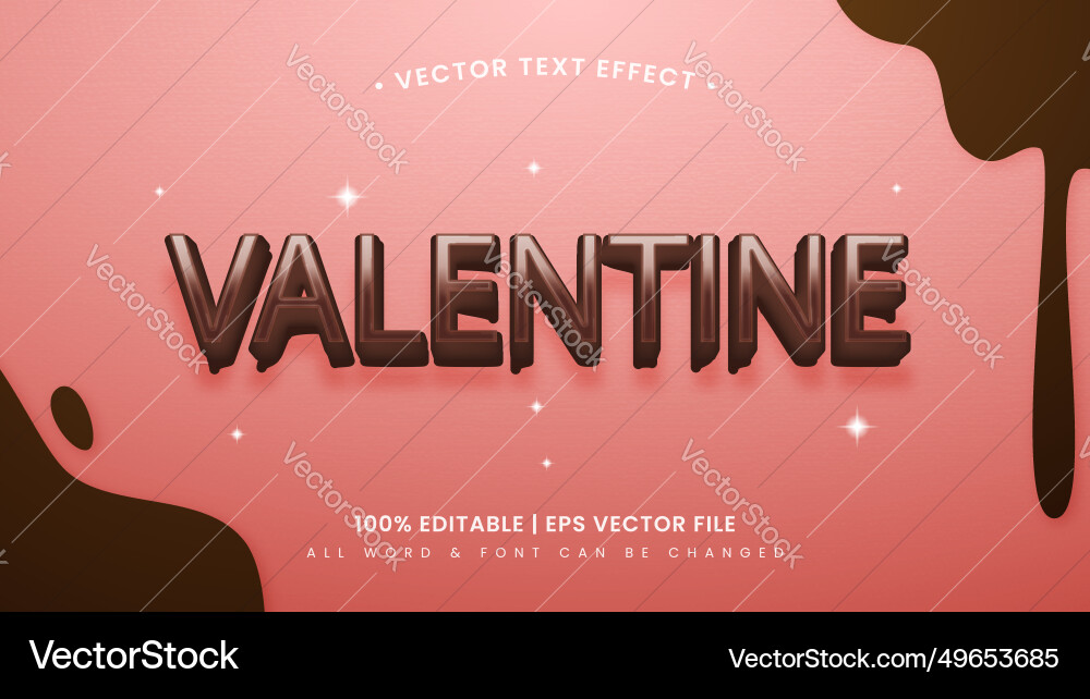 Valentine 3d text style effect editable Valentine 3d text style effect editable vector image