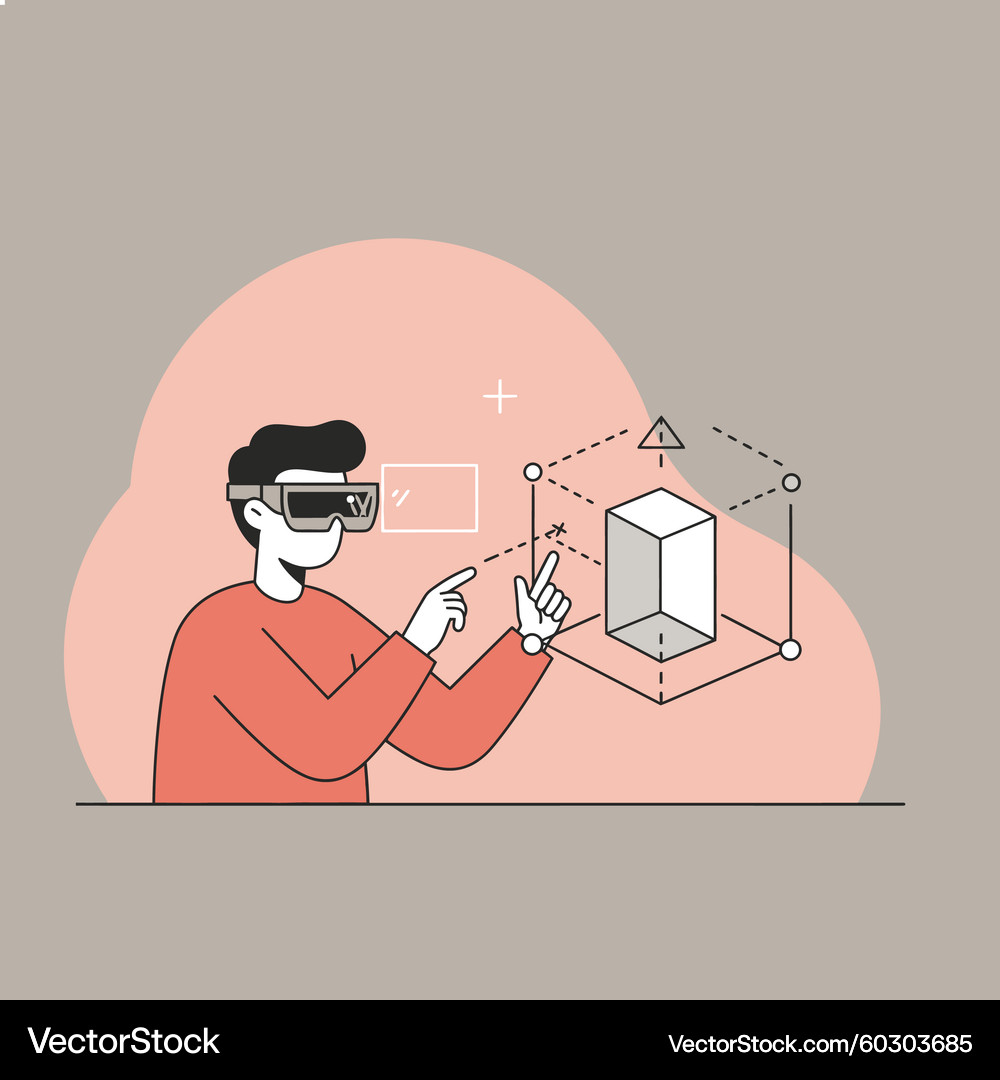 Virtual Reality Interaction with 3D Model – Royalty-Free Vector |  VectorStock