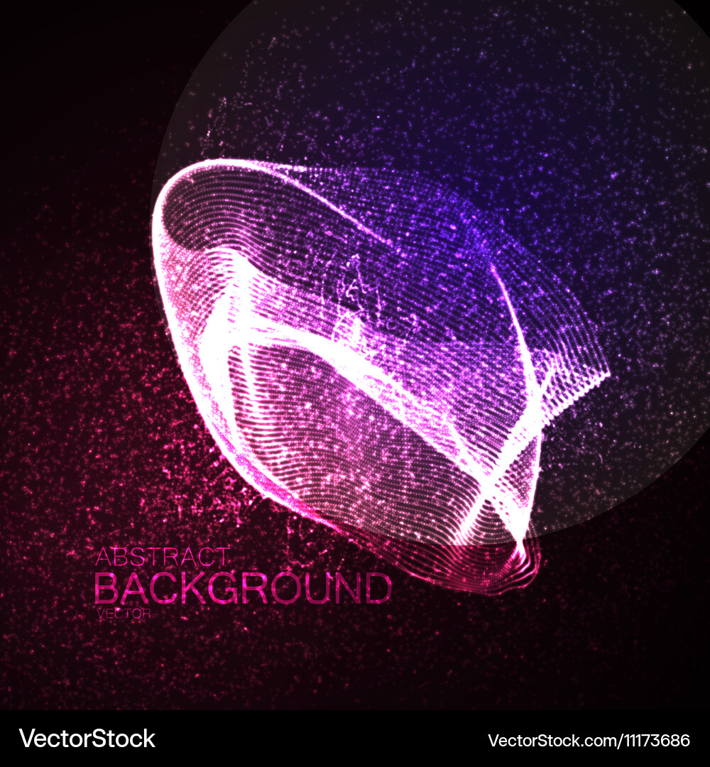 3d illuminated abstract shape of glowing particles Vector Image