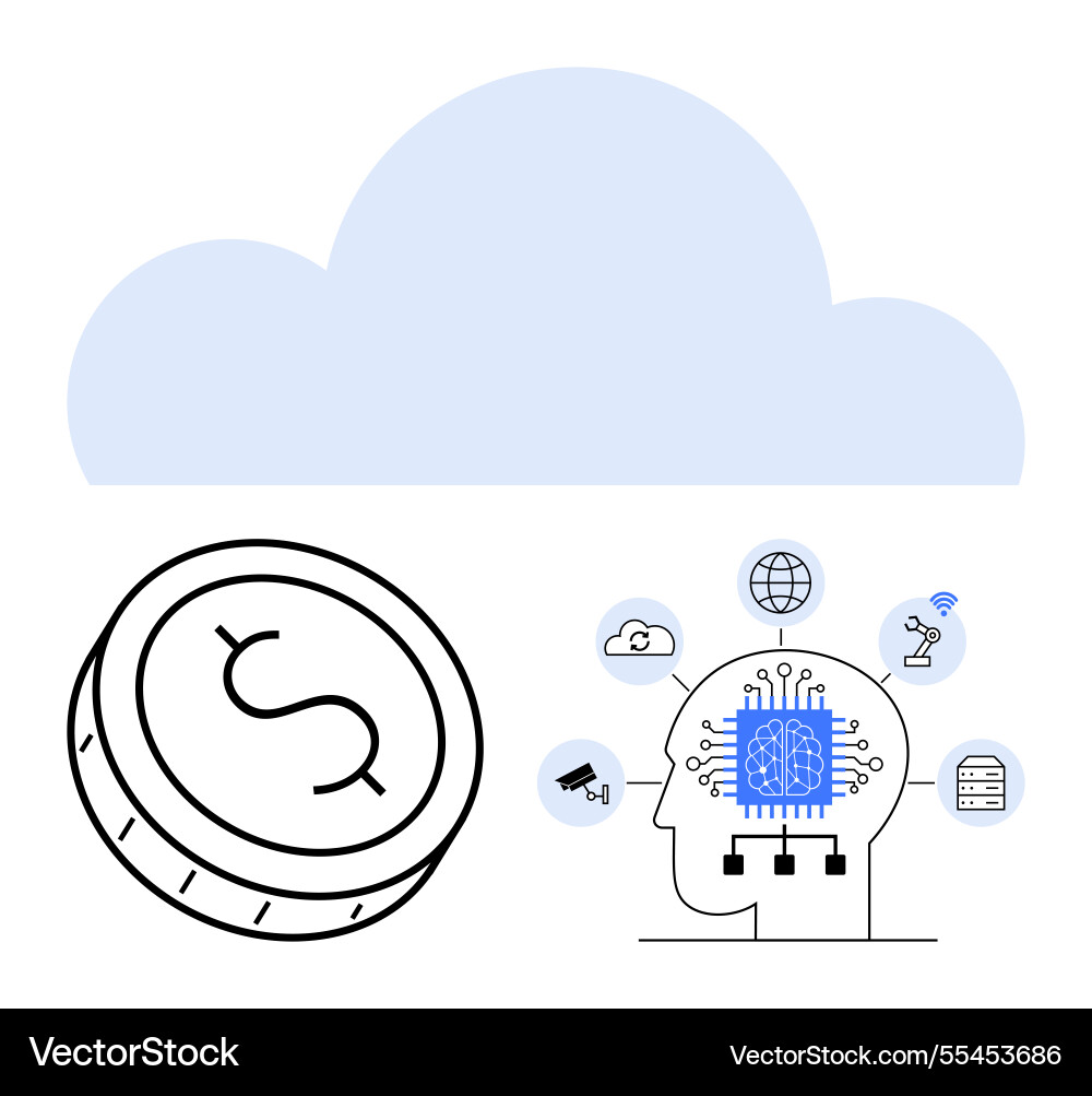 Ai integration with cloud computing and financial Ai integration with cloud computing and financial vector image