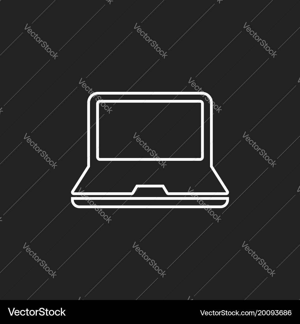 Computer notebook in line style monitor flat icon vector image