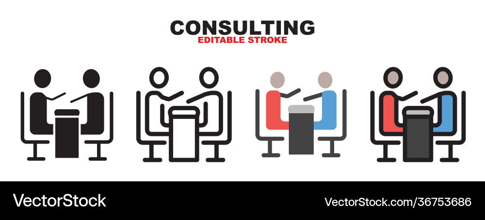 Consulting icon set with different styles Consulting icon set with different styles vector image