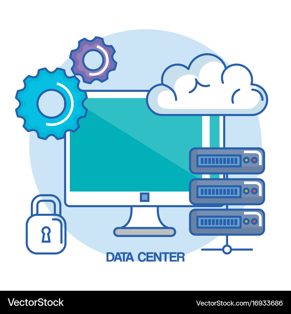 Data center computer base system protection vector image