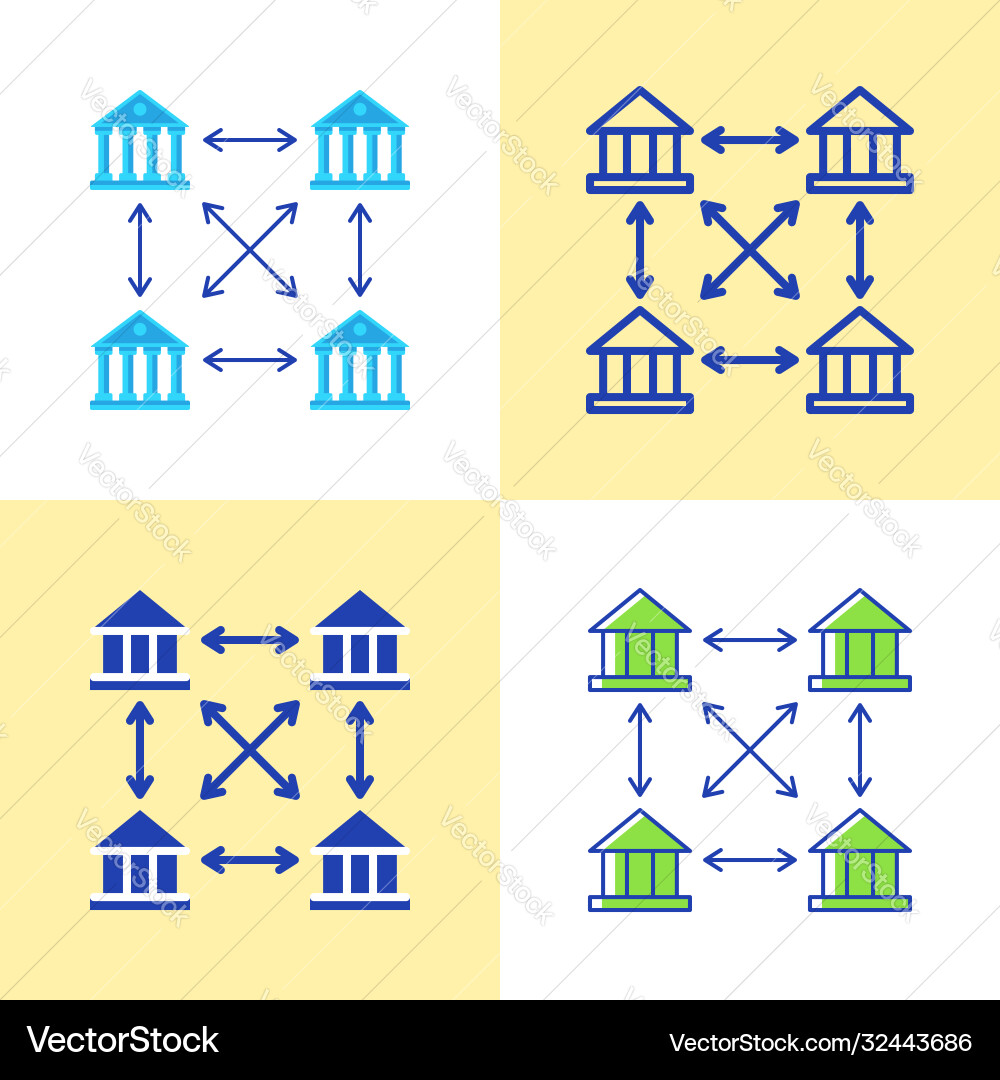 Distributed ledger icon set in flat and line style Distributed ledger icon set in flat and line style vector image