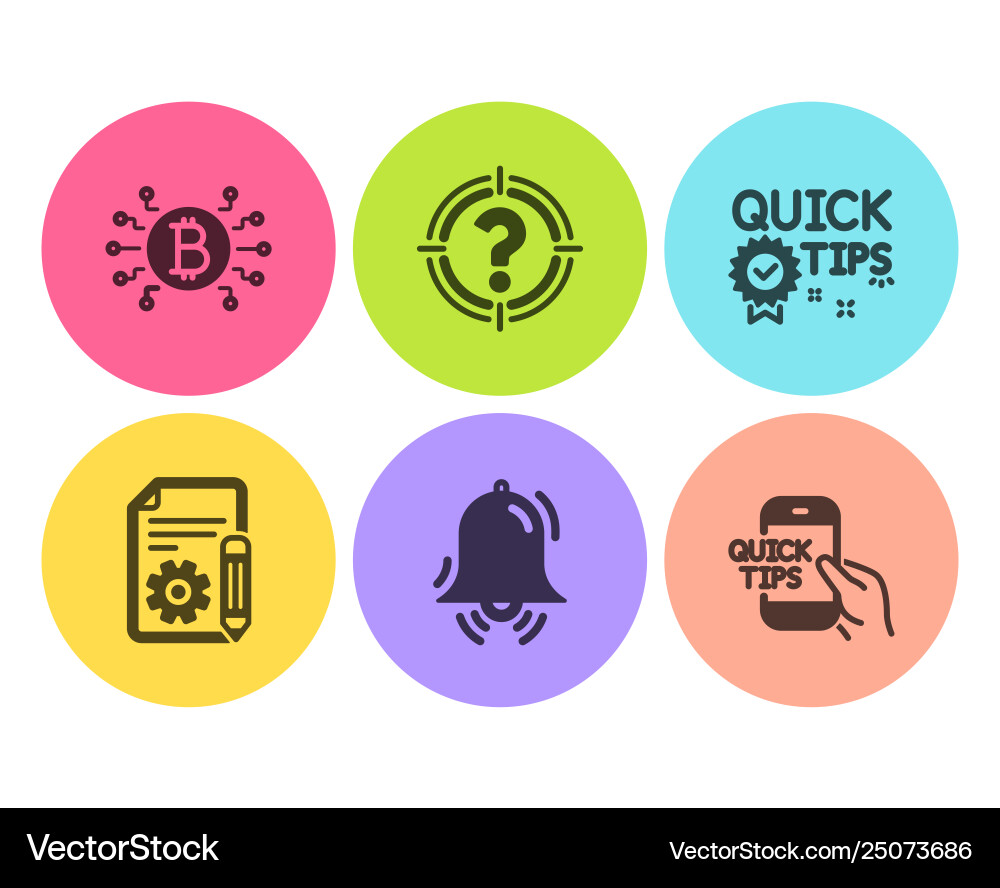 Documentation quick tips and bitcoin system icons vector image