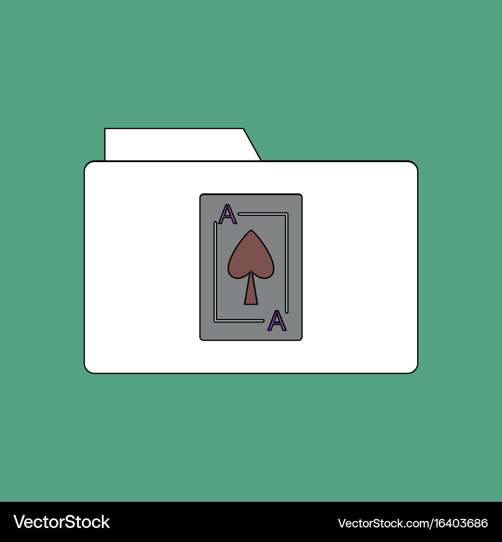 Flat icon design collection playing card on folder vector image