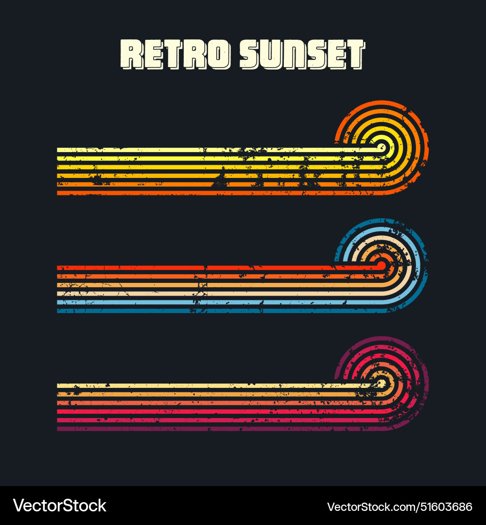 Grunge horizontal vintage sunsets various Grunge horizontal vintage sunsets various vector image
