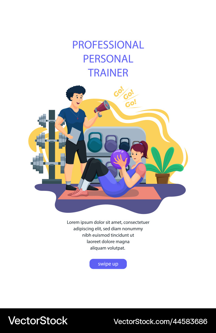 Hand gezogene persönliche Trainer Postgeschichten Hand gezogene persönliche Trainer Postgeschichten vektorbild