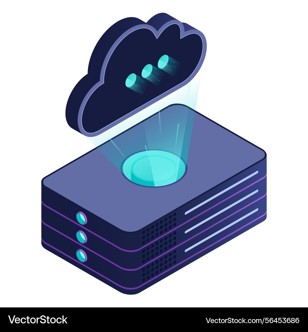 Isometric cloud database computing and file Isometric cloud database computing and file vector image