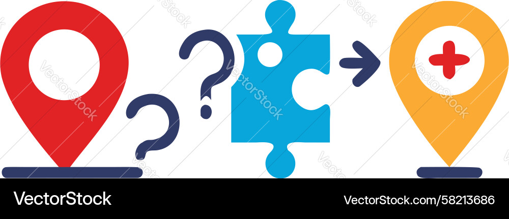 Location & Puzzle: Problem Solving Vector Image
