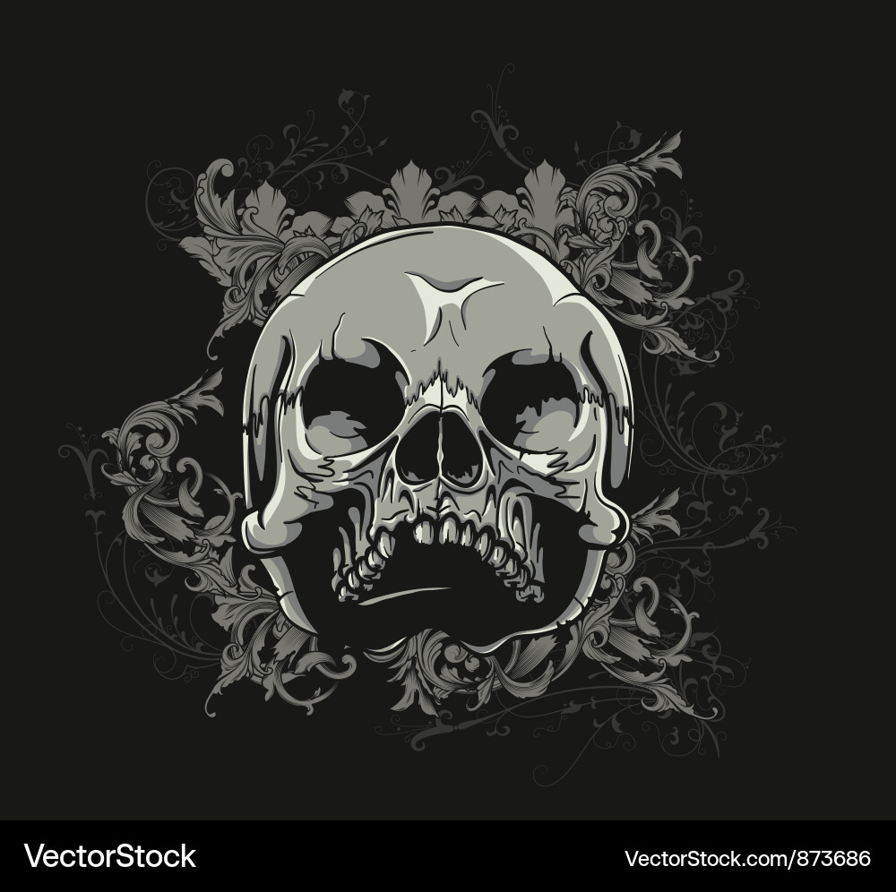 Ornate Skull T-Shirt Print Vector Image