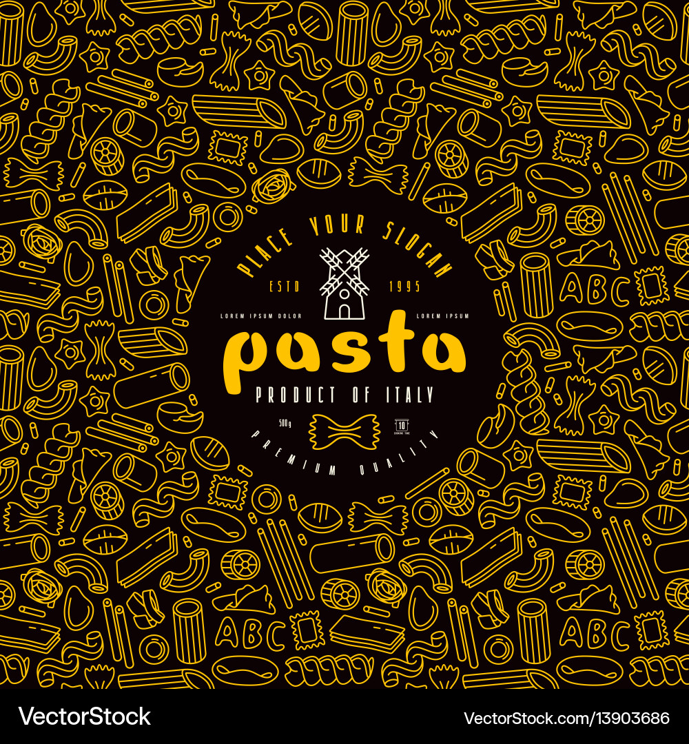 Pasta label and frame with pattern Pasta label and frame with pattern vector image