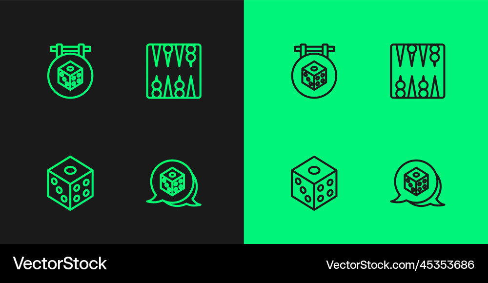 Set line game dice and backgammon board icon vector image