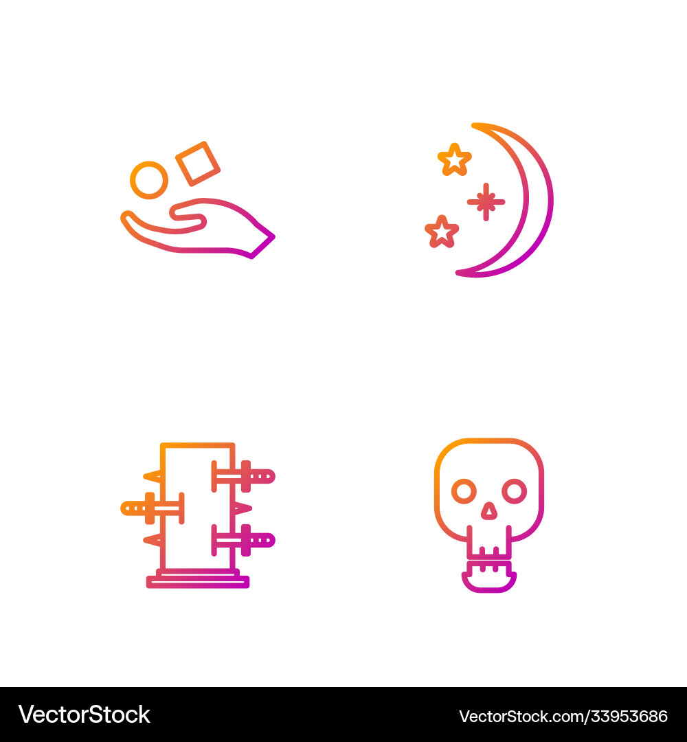Set line skull trunk for magic tricks cube Set line skull trunk for magic tricks cube vector image