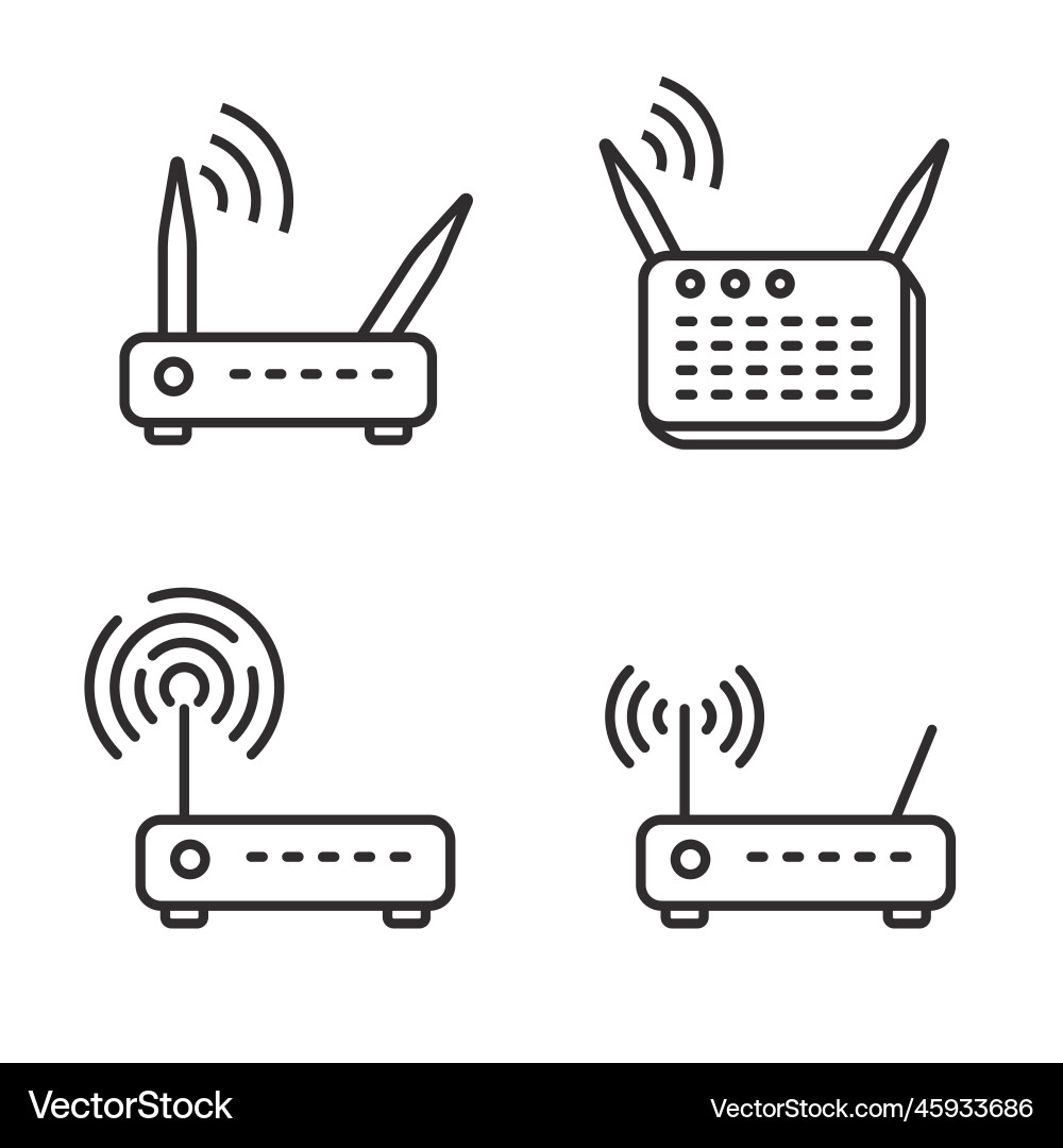 Set of router icon in linear style Set of router icon in linear style vector image