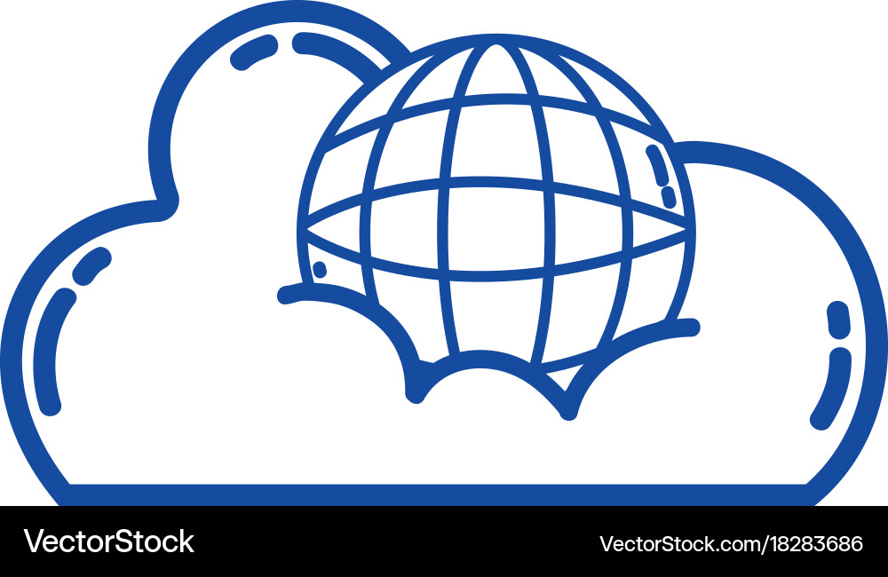 Silhouette cloud data with global connection Vector Image