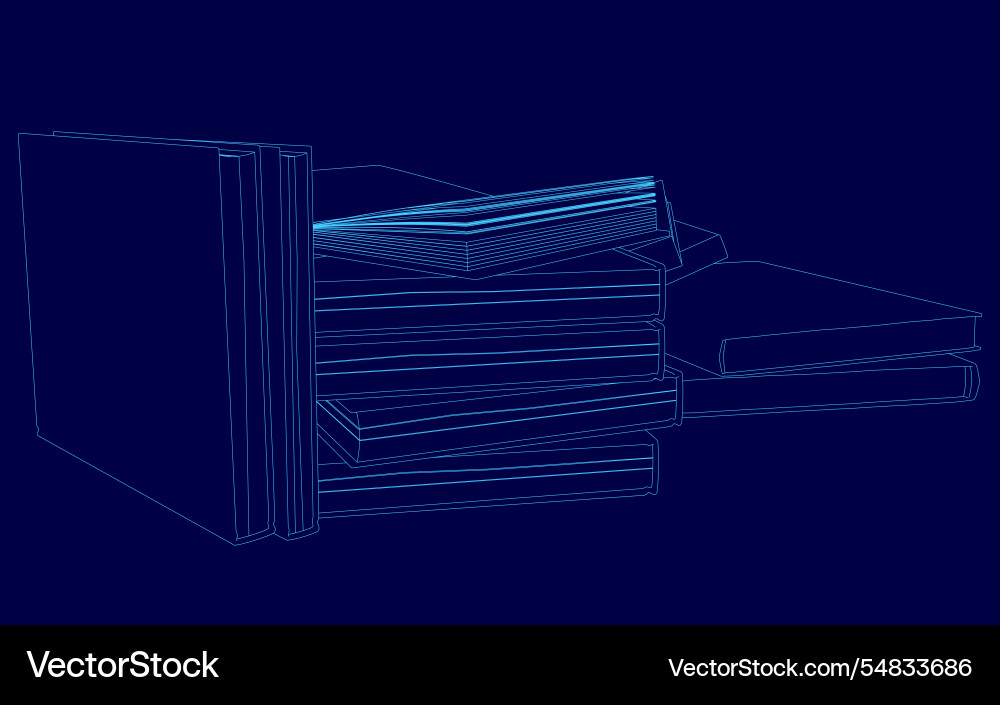 Stack of books with the top one open Stack of books with the top one open vector image